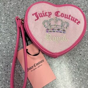 Juicy Couture Pink Heart Wristlet with Crown Embellishment